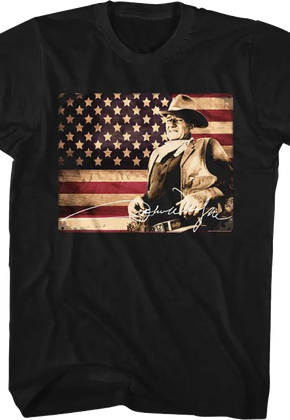 American Flag Autograph John Wayne T-Shirt