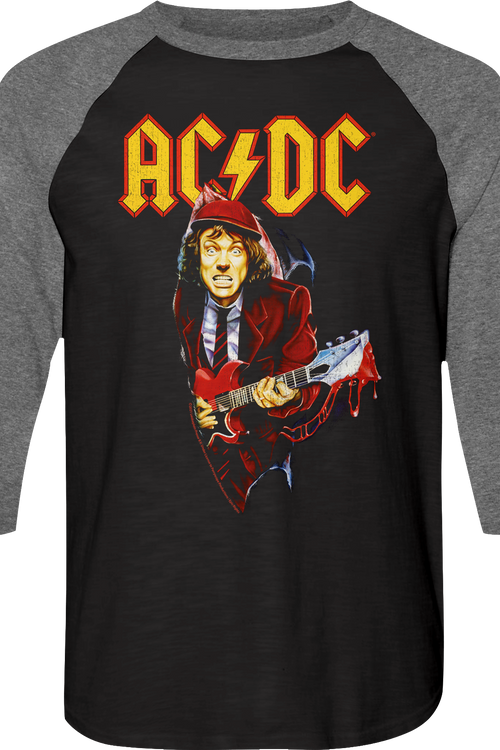 Angus Young Bloody Guitar ACDC Raglan Baseball Shirt