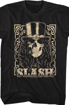 Cream Skull In Top Hat Slash T-Shirt