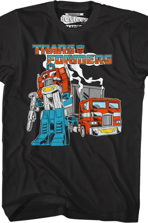 Black Retro Optimus Prime Transformers T-Shirt