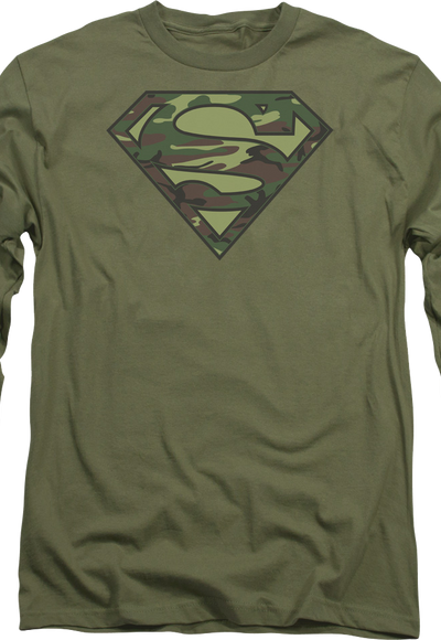 Camouflage Superman Logo DC Comics Long Sleeve Shirt