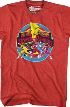 Circle Action Poses Mighty Morphin Power Rangers T-Shirt