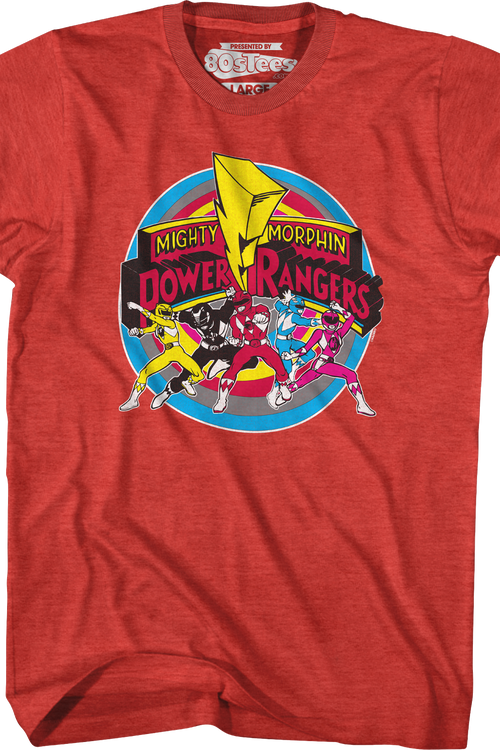 Circle Action Poses Mighty Morphin Power Rangers T-Shirt