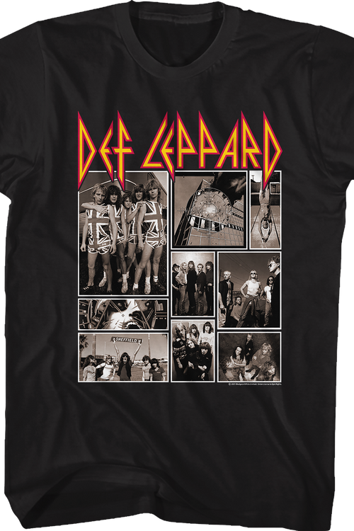 Black and White Collage Def Leppard T-Shirt