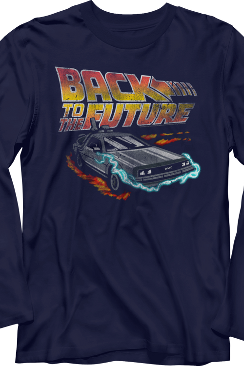 Distressed DeLorean Time Machine Back To The Future Long Sleeve Shirt