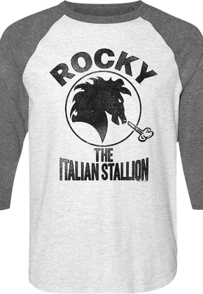 Distressed Italian Stallion Logo Rocky Raglan Baseball Shirt