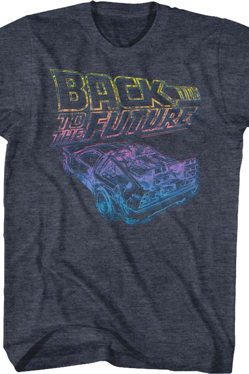 Distressed Neon Logo And DeLorean Back To The Future T-Shirt