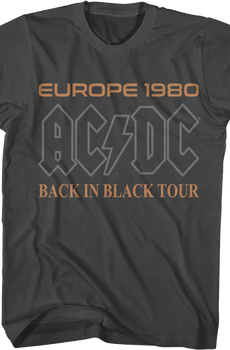 Europe 1980 Back In Black Tour ACDC T-Shirt