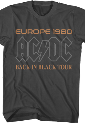 Europe 1980 Back In Black Tour ACDC T-Shirt