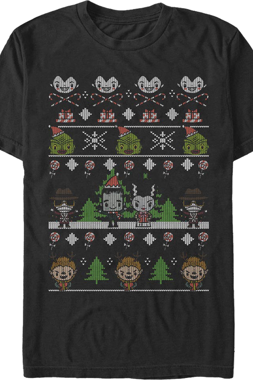 Faux Ugly Christmas Sweater Universal Monsters T-Shirt