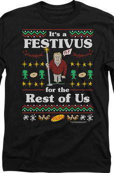 Faux Ugly Festivus Sweater Seinfeld Long Sleeve Shirt