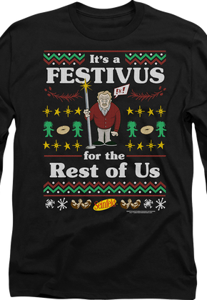 Faux Ugly Festivus Sweater Seinfeld Long Sleeve Shirt