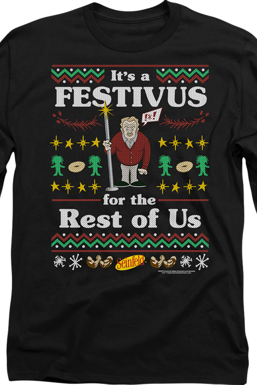 Faux Ugly Festivus Sweater Seinfeld Long Sleeve Shirt