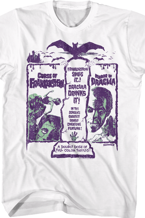 Frankenstein And Dracula Double Feature Hammer Films T-Shirt