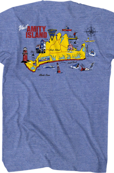 Front & Back Amity Island Map Jaws T-Shirt