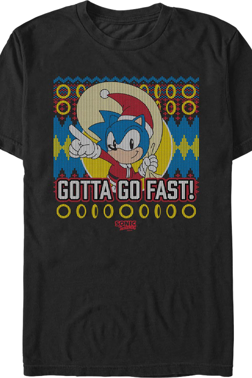 Gotta Go Fast Faux Ugly Christmas Sweater Sonic The Hedgehog T-Shirt