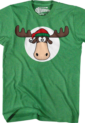 Green Moose Head With Santa Claus Hat Christmas Vacation T-Shirt