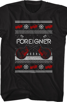 Guitars Faux Ugly Christmas Sweater Foreigner T-Shirt