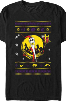 Jack Skellington Faux Ugly Sweater Nightmare Before Christmas T-Shirt