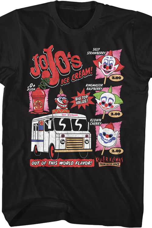 Jojo's Ice Cream Flavors Killer Klowns From Outer Space T-Shirt