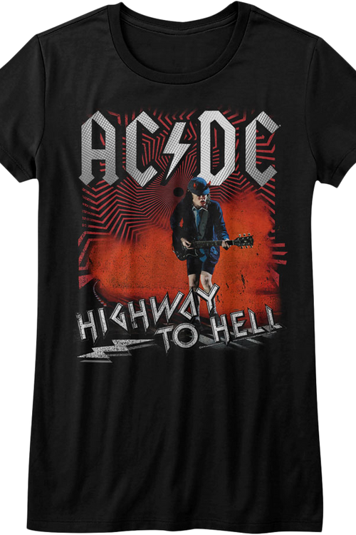 Ladies Angus Young Highway To Hell ACDC Shirt