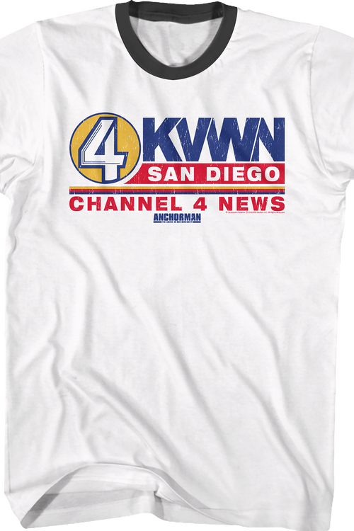 KVWN Channel 4 News Logo Anchorman Ringer Shirt
