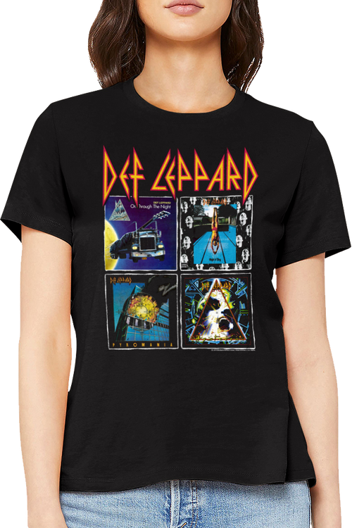 Womens Album Covers Collage Def Leppard Shirt