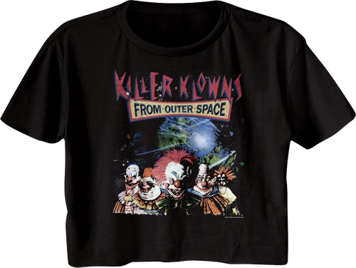 Ladies Distressed Killer Klowns From Outer Space Crop Top