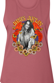 Ladies Flower Power Janis Joplin Muscle Tank Top