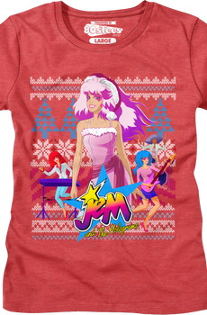 Ladies Jem and the Holograms Faux Knit Christmas Shirt