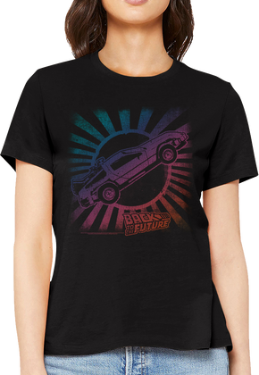 Womens Rainbow DeLorean Back To The Future Shirt