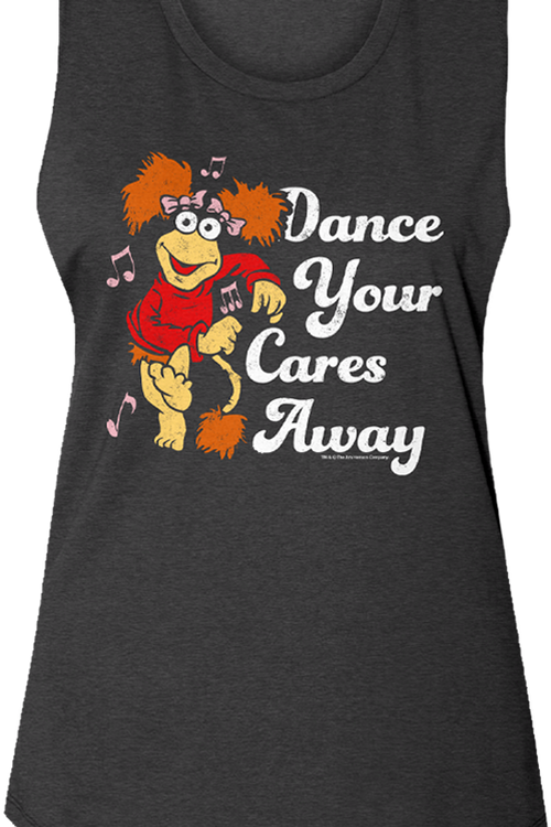 Ladies Retro Dance Your Cares Away Fraggle Rock Muscle Tank Top