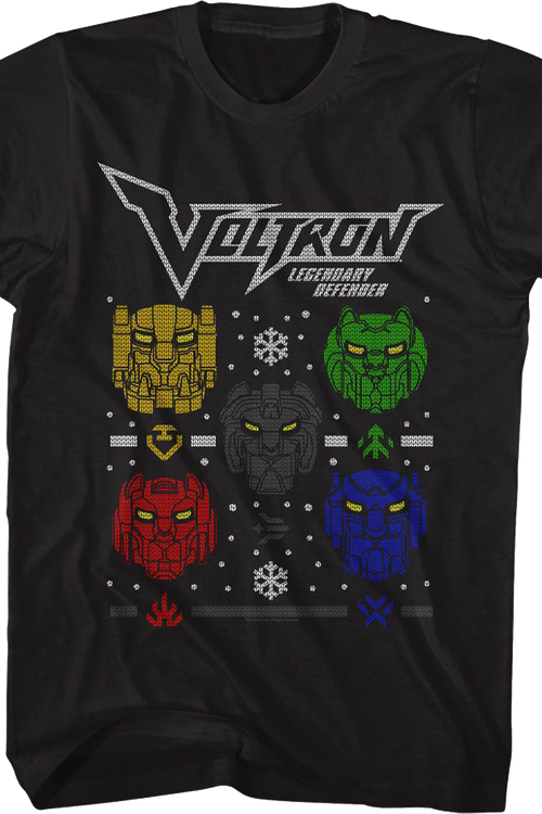 Lion Heads Faux Ugly Christmas Sweater Voltron T-Shirt