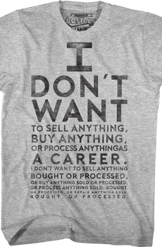 Lloyd Dobler I Don't Want To Sell Anything Eye Chart Say Anything T-Shirt