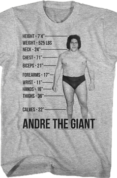 Measurements Andre The Giant T-Shirt