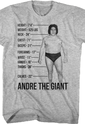 Measurements Andre The Giant T-Shirt