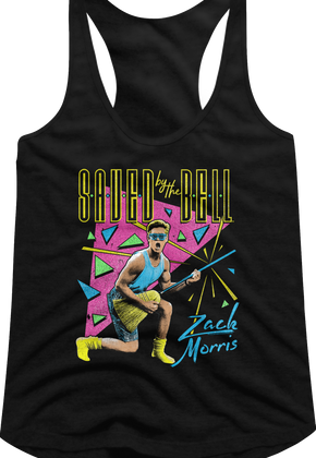 Ladies Neon Zack Morris Saved By The Bell Racerback Tank Top