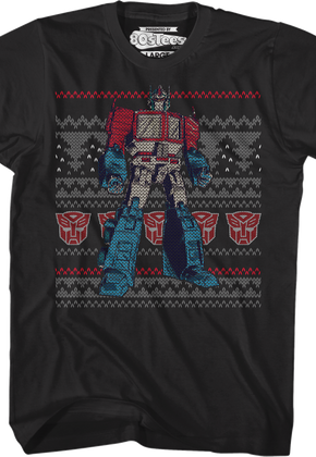 Optimus Prime Faux Ugly Christmas Sweater Transformers T-Shirt