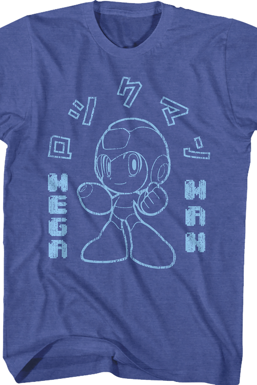 Outlined Japanese Text Mega Man T-Shirt