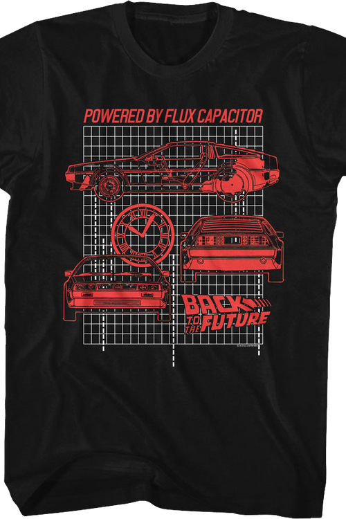 Powered By Flux Capacitor Blueprints Back To The Future T-Shirt