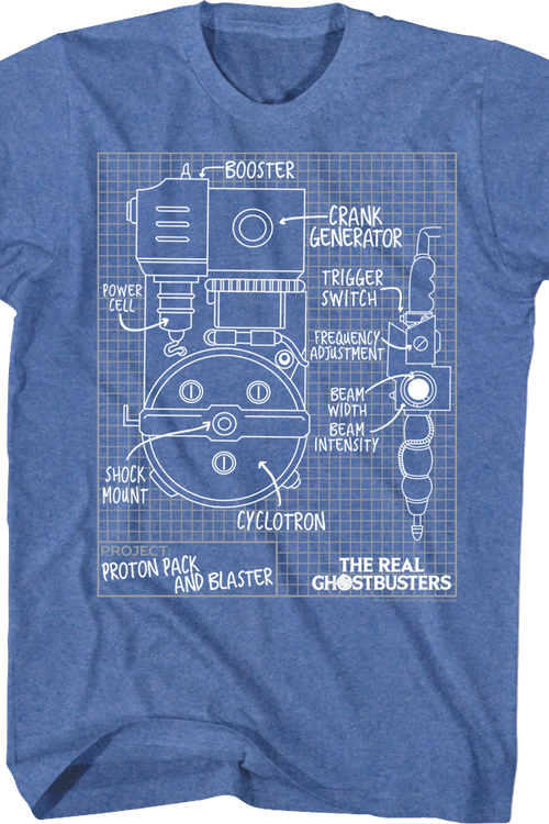 Proton Pack Schematic Real Ghostbusters T-Shirt