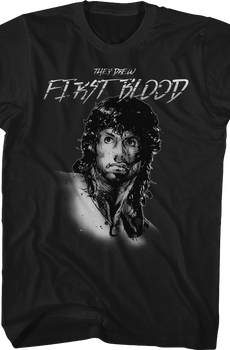 Rambo They Drew First Blood Black T-Shirt