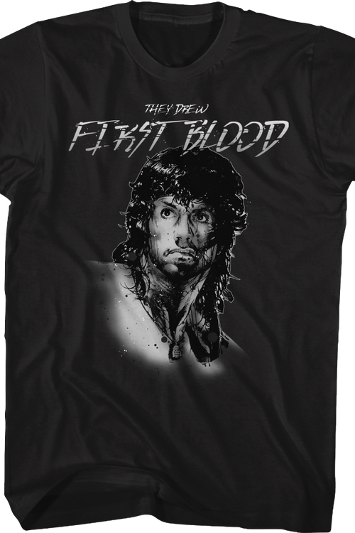 Rambo They Drew First Blood Black T-Shirt