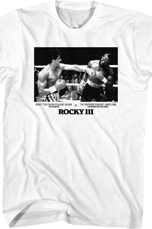 Rocky Balboa vs. Clubber Lang Black And White Photo Rocky III T-Shirt