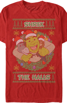 Shrek The Halls Faux Ugly Christmas Sweater Shrek T-Shirt