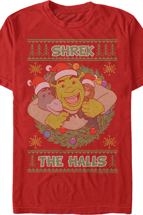 Shrek The Halls Faux Ugly Christmas Sweater Shrek T-Shirt