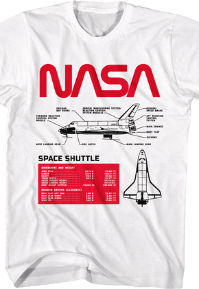 Space Shuttle Specifications NASA T-Shirt