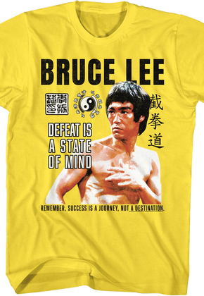 Vintage Yellow Defeat Is A State Of Mind Bruce Lee T-Shirt