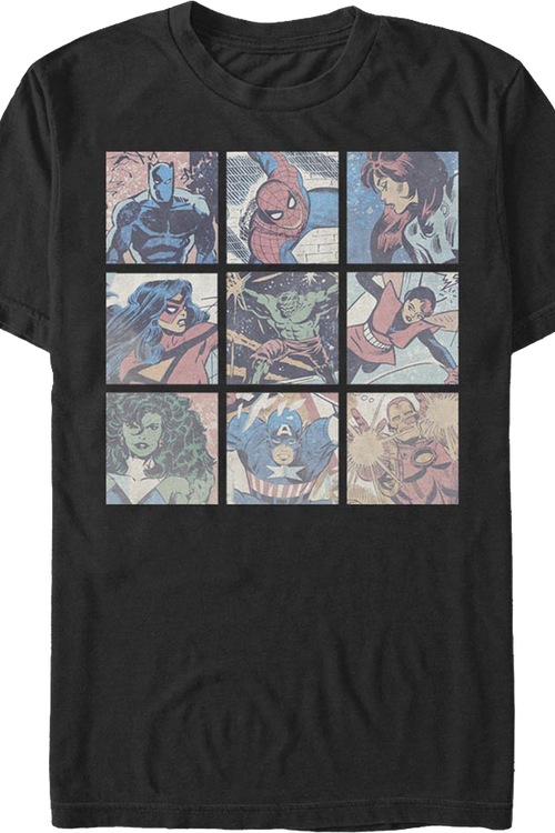 Superhero Panels Collage Marvel Comics T-Shirt