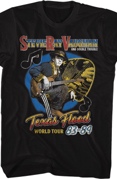 Front & Back Texas Flood World Tour Stevie Ray Vaughan T-Shirt